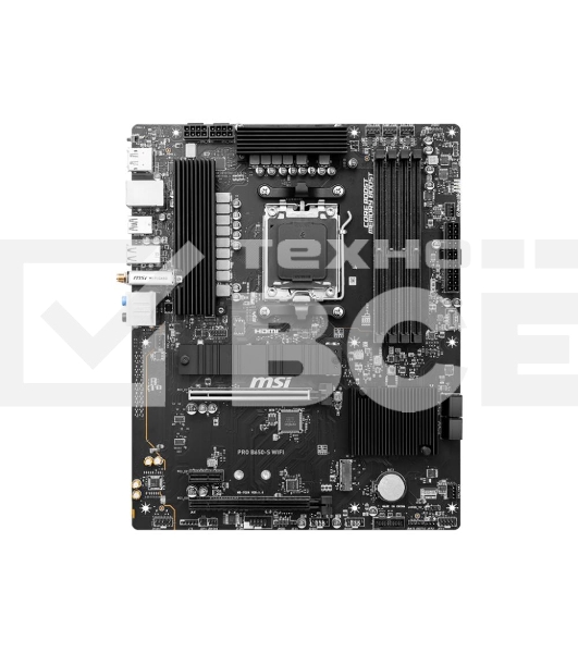 Материнская плата MSI PRO B650-S WIFI, AM5, AMD B650, 4xDDR5, 4xSATA, 2xM.2, 1xPCI-E 4.0 x16, 1xPCI-E 4.0 x4, 1xHDMI, 1xDP, 1x2.5Gb LAN, 3xUSB 3.2 Gen 1, 3xUSB 3.2 Gen 2, 6x3.5 мм, 7.1, Standard-ATX