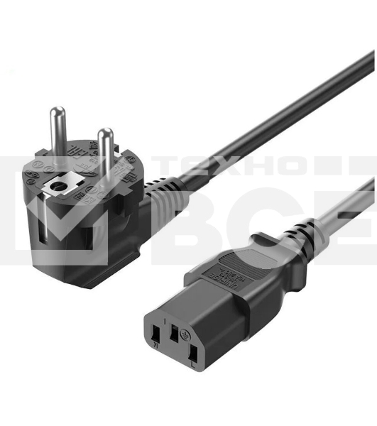 Кабель питания Vention C13, угловая вилка - 1.8м. Черный