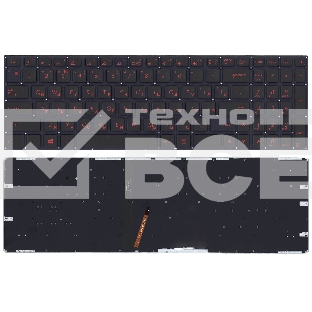 Клавиатура для ноутбука Asus FX502 черная с красной подсветкой