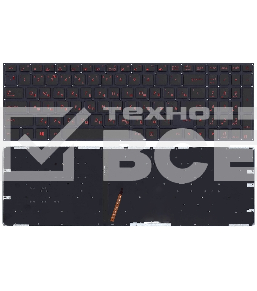 Клавиатура для ноутбука Asus FX502 черная с красной подсветкой