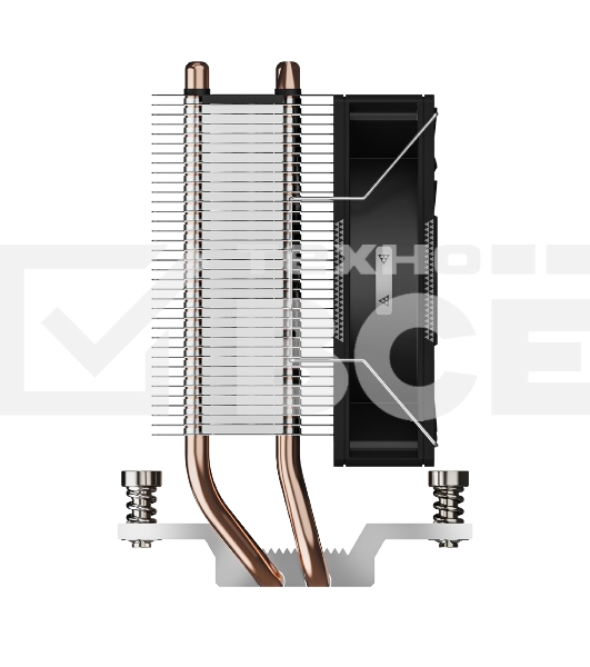 Кулер для процессора PCCooler R200 S115X/1200/1700/AM4/AM5 (TDP 110W, 90mm Non LED Fan, 2 тепловые трубки 6мм, 2200RPM, 28,3dBa)