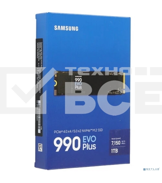 Накопитель SSD Samsung 990 EVO Plus, 1024 ГБ, M.2 2280, PCIe 5.0 x2, NVMe, R/W 7150/6300