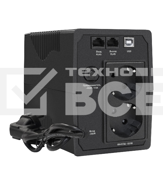 Источник бесперебойного питания ExeGate EX292764RUS SpecialPro UNB-600.LED.AVR.2SH.RJ.USB <600VA/360W, LED, AVR, 2*Schuko, RJ45/11, USB, Black>