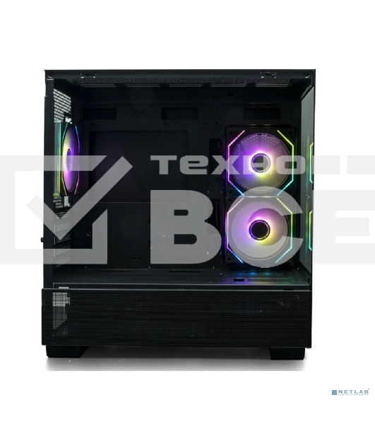 Компьютерный корпус XASTRA Q500M 3ARGb-C10 Black mATX/Aquarium/Screewless/ 3x120мм ARGb PWM FM fans/Argb+PWM HUB 10port/ Q500M-3FM12A-C10