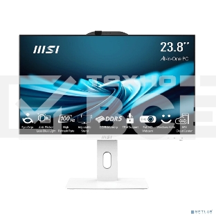 Моноблок MSI Pro AP242P 14M AIO 23.8' FHD(1920x1080)IPS AG Non-touch, Сore i5-14400 (2.5GHz), 8Gb DDR5(1x8Gb), 512Gb SSD m.2, Intel UHD, WiFi+BT, Camera, WirelessKB&mouse, NoOS, 1y war-ty, белый (9S6-AE0622-846)