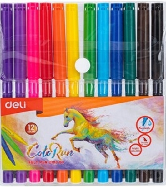 Фломастеры Deli EC156-12 ColoRun 12 цветов, пластиковая туба