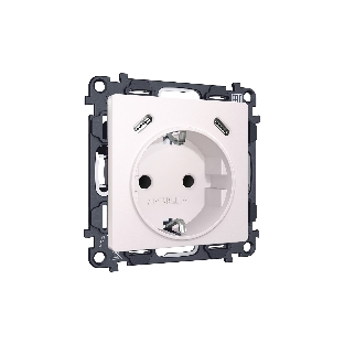 Комплект механизма электрической розетки 2USB С+C 20W (быстрая зарядка) с/з на винтовых зажимах 16A-250V ALFA Жемчуг QUANT (AP2105, VM165) MA210510