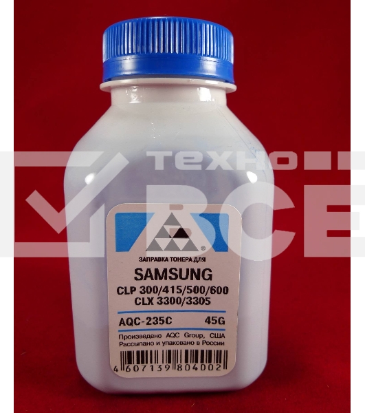 Тонер SAMSUNG CLP 300/315/320/325/360/415/500/510/600/610/660/CLX3300/3305 Cyan, (фл.45г.) AQC фас. Россия