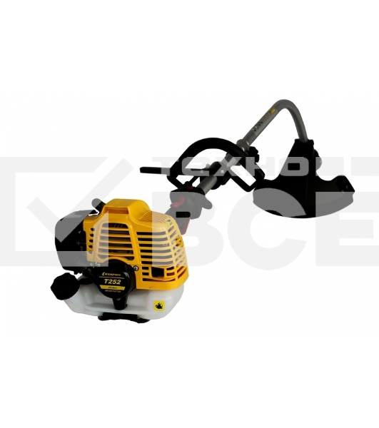 Триммер Champion T252 переносной триммер бензиновый 2х тактный двигатель, 25 см³, 1 л.с. ширина скашивания: 35 см в комплекте: леска (1.6 мм), плечевой ремень вес: 5.2 кг бак на 0.75 л изогнутая штанга уровень шума 102 дБ