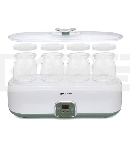 Йогуртница Kitfort KT-2007 20Вт 4б. 180мл упр.:электрон. белый/зеленый