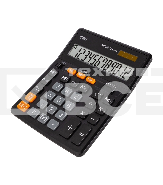 Калькулятор настольный Deli EM888 черный 12-разр.