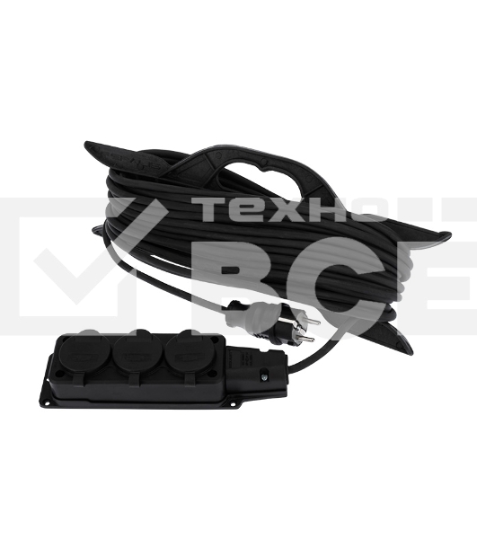 Удлинитель-шнур на рамке Rexant КГ 3х1.5, 20 м, 3 гнезда, морозостойкий, с/з, 16 А, 3500 Вт, IP44 (Сделано в России)