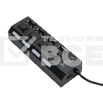 Разветвитель USB2.0 Gembird 4xUSB, блок питания 2А, подсветка и выкл, кабель USB 55см, черный (UHB-U2P4-02A), фото3