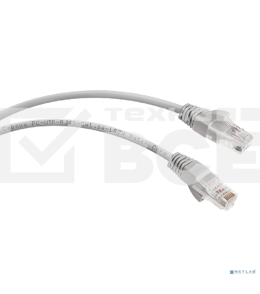 Шнур комм. Cabeus, cat.6a, неэкр., U/UTP, RJ45/RJ45, LSZH, AWG24, 5м, серый