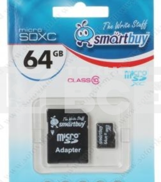флэш-карта SMARTBUY MicroSDHC 64GB Class10 + адаптер(Карта памяти SmartBuy microSDHC 64Gb Class 10 SB64GBSDCL10-01 + adapter; SB64GBSDCL10-01; Черный)
