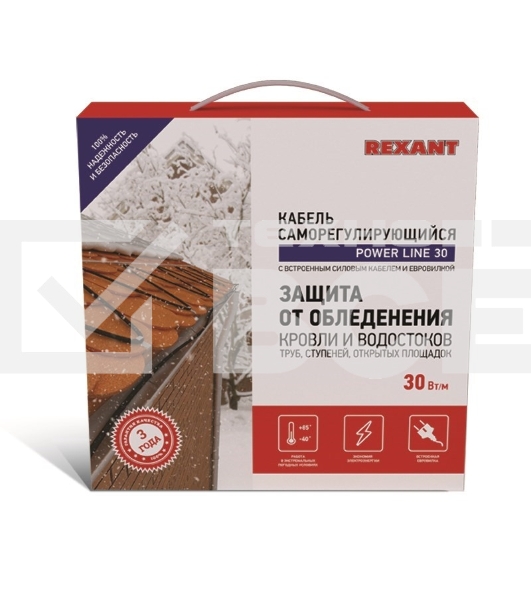 Греющий саморегулирующийся  кабель POWER Line 30SRL-2CR 15M (15м/450Вт) Rexant