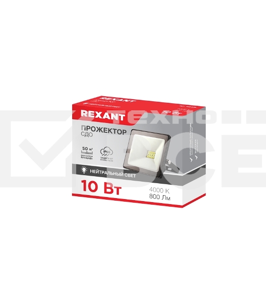Прожектор Rexant СДО 10 Вт 800 Лм 4000 K черный корпус
