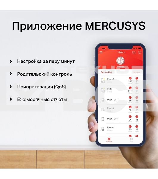 Система Mercusys MESH AC1900 Whole Home Mesh Wi-Fi System, 3× Internal Antennas, 3×GB ports (WAN/LAN) (3-pack)