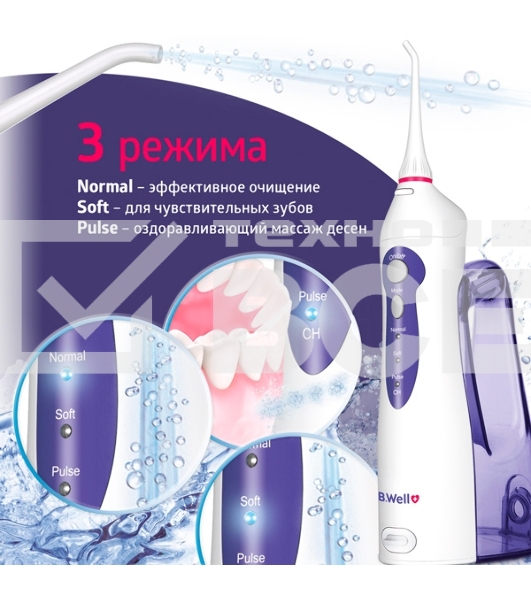 Ирригатор медицинский B.Well WI-911 портативный, 2 насадки, емкость 330мл