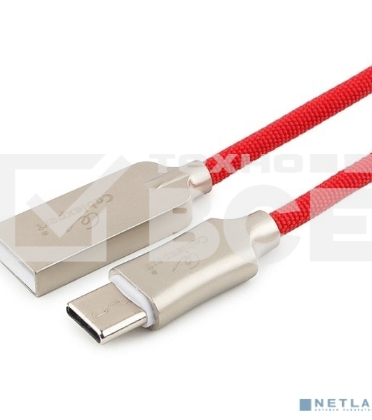 Кабель USB 2.0 Cablexpert CC-P-USBC02R-1.8M, AM/Type-C, серия Platinum, длина 1.8м, красный, блистер