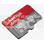 Флеш карта microSDXC 128GB SanDisk Ultra Class 10, UHS-I, R 100 МБ/с, SDSQUNR-128G-GN3MN адаптер на SD, фото2