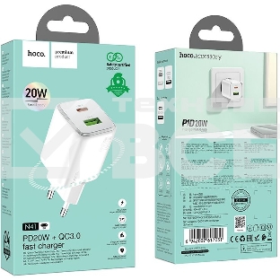 Сетевое зарядное устройство Hoco N41 Almighty белый 20W 3A (PD+QC+AFC)