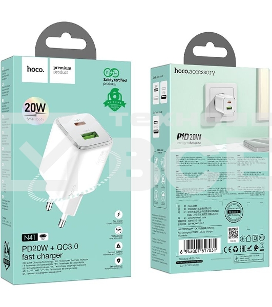 Сетевое зарядное устройство Hoco N41 Almighty белый 20W 3A (PD+QC+AFC)