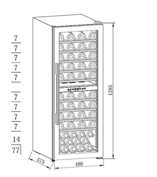 Винный шкаф Maunfeld MFWC-201D77 черный, 193 л, 2 отсека, 77 бут., класс G