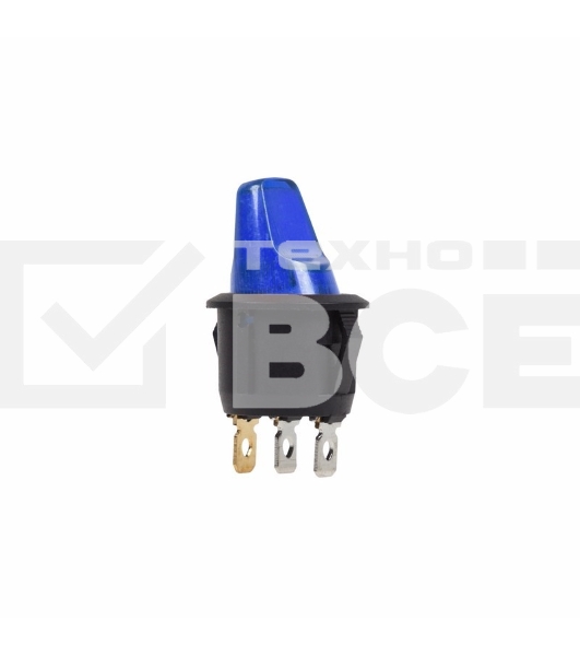 Выключатель клавишный круглый 12V 16А (3с) ON-OFF синий с подсветкой Rexant