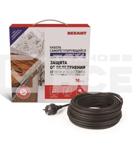 Греющий саморегулирующийся  кабель POWER Line 30SRL-2CR 15M (15м/450Вт) Rexant