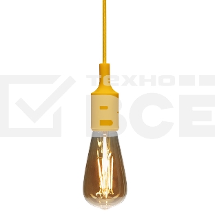 Патрон E27 силиконовый со шнуром 1 м желтый Rexant