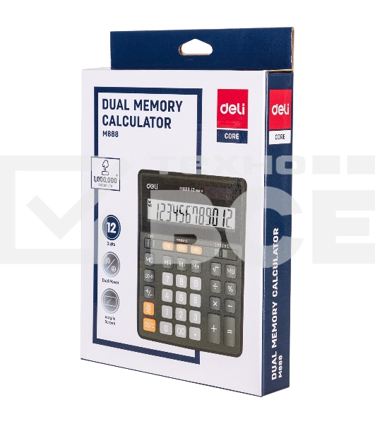 Калькулятор настольный Deli EM888 черный 12-разр.