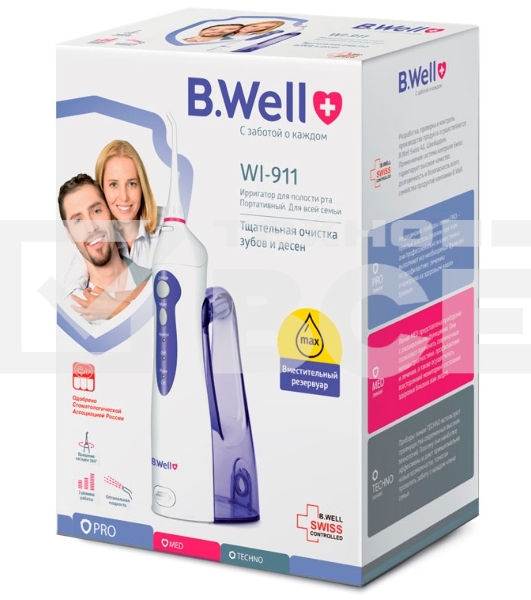 Ирригатор медицинский B.Well WI-911 портативный, 2 насадки, емкость 330мл