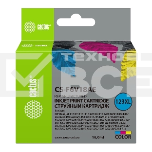 Картридж струйный Cactus CS-F6V18AE (123XL) многоцветный (330 стр., 18 мл) для HP DeskJet 1110/1111/1112/2130