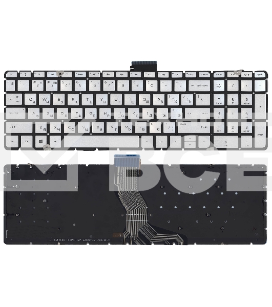 Клавиатура для ноутбука HP Pavilion 15-ab 15-ab000 15z-ab100 серебристая с подсветкой