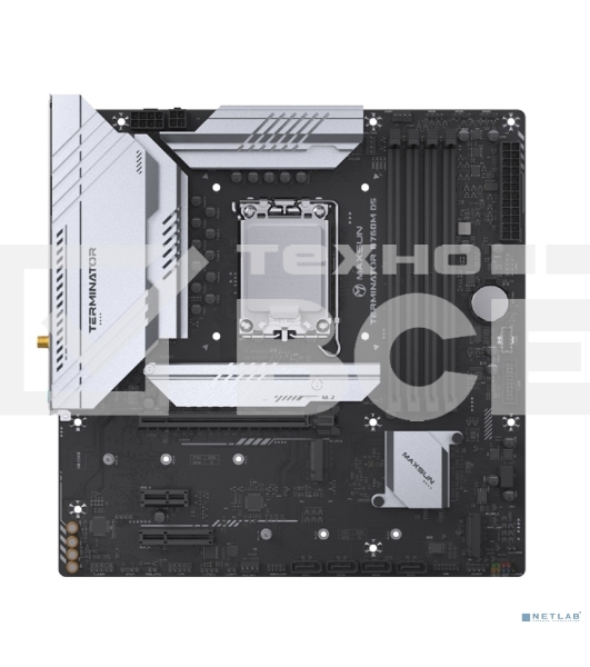 Материнская плата Maxsun Terminator B760M D5 WIFI, LGA 1700, Intel B760, 4xDDR5, 4xSATA, 3xM.2, 1xPCIe 5.0 x16, 1xPCIe x4, 1xPCIe x1, 1xHDMI, 1xDP, 1x 2.5Gb LAN, 6xUSB 2.0, 2xUSB 3.2 Gen 2, 3x3.5 мм, 5.1, mATX