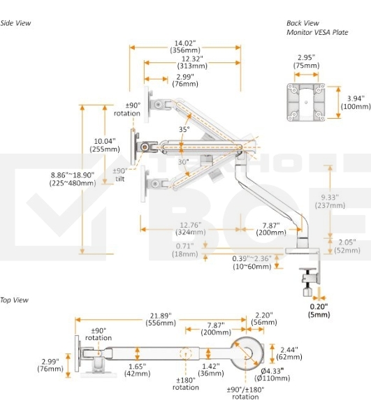 Кронштейн для мониторов Ultramounts UM725B черный 17'-32' макс.9кг крепление к столешнице поворот и наклон