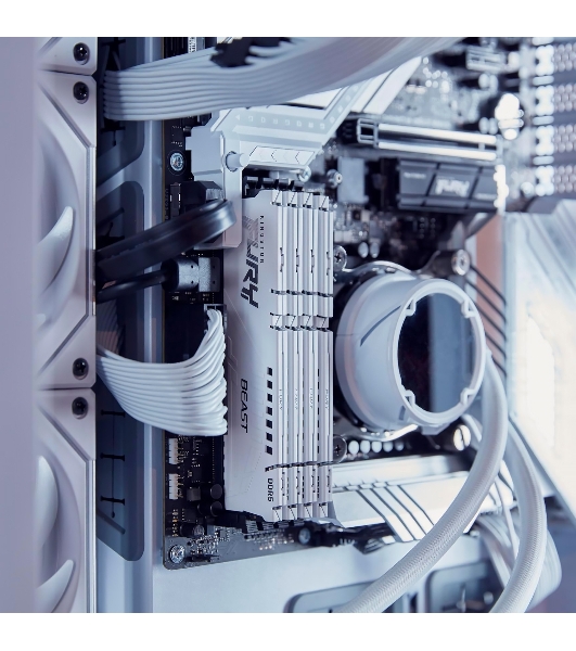 Оперативная память Kingston Fury Beast, DDR5, 128Gb (4x32GB), 5200MHz, CL40, DIMM, радиатор, белый