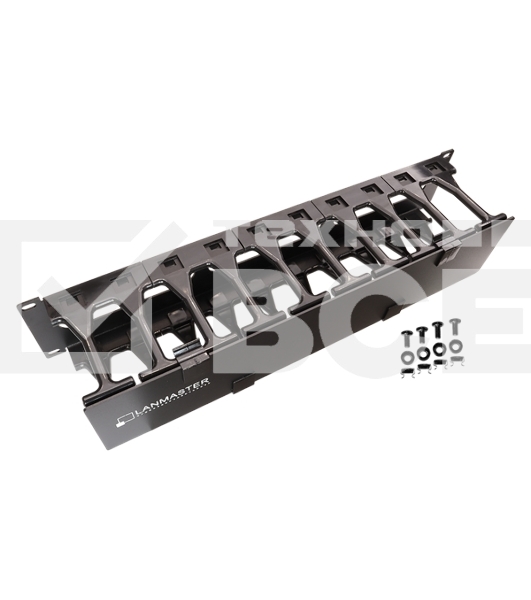 Кабельный органайзер 19' c пластиковыми пальцами глубиной 106 мм и крышкой, 1U