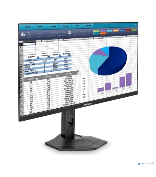 Монитор с аудио 23.8' 100 Гц ExeGate ProSmart EH2400C (IPS LED Grade A+, FHD, 1920x1080@100Гц, 16:9, 250cd/m2, 1000:1, 178°/178°, 3-5ms, audio-out, Speakers, D-Sub, HDMI, DisplayPort, кабель HDMI 1,5м, VESA, регулировка высоты (HAS), регулировка наклона (tilt), поворот экрана (swivel), поворот экрана на 90° (pivot), чёрный)