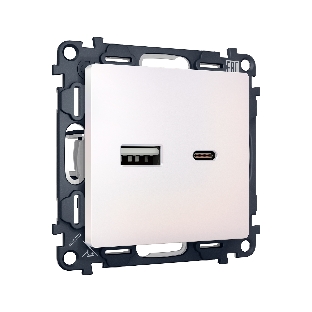 Комплект механизма розетки ALFA Жемчуг 2USB A+C 20W (быстрая зарядка) QUANT (AP2110, VM177) MA211010