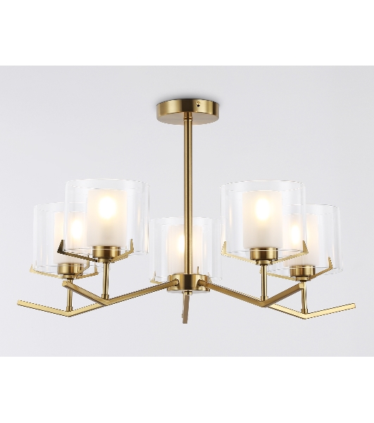 Светильник Ambrella light LH57007/5 BS/FR латунь/белый матовый E14/5 max 40W D690*390