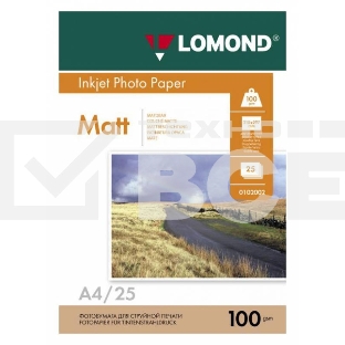 Фотобумага Lomond 0102038 A4/100г/м2/25л./белый матовое/матовое для струйной печати