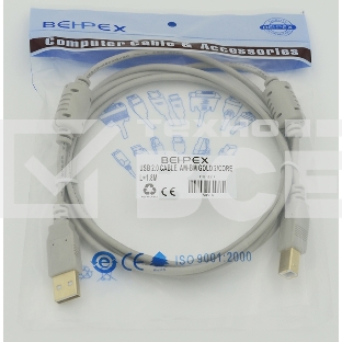 Кабель USB 2.0 Gold 2/Core Am-Bm /Экран 2x ферритовых фильтра 1.8м