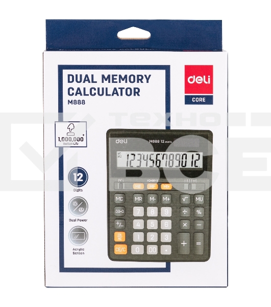 Калькулятор настольный Deli EM888 черный 12-разр.
