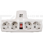 Разветвитель ZIS Pilot T USB, 4 розетки (евро с заземлением), 2*USB, фото2