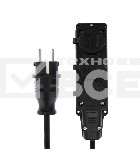 Удлинитель-шнур на рамке Rexant КГ 3х1.5, 20 м, 3 гнезда, морозостойкий, с/з, 16 А, 3500 Вт, IP44 (Сделано в России)