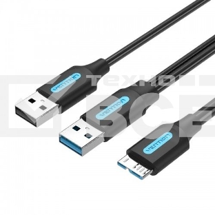 Кабель Vention USB 3.0 AM/micro B, USB 2.0 AM - 1м