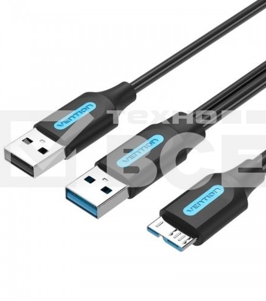 Кабель Vention USB 3.0 AM/micro B, USB 2.0 AM - 1м