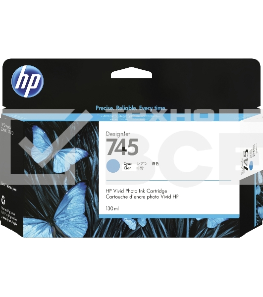 Картридж струйный HP 745 с голубыми чернилами для принтеров Designjet, 130 мл